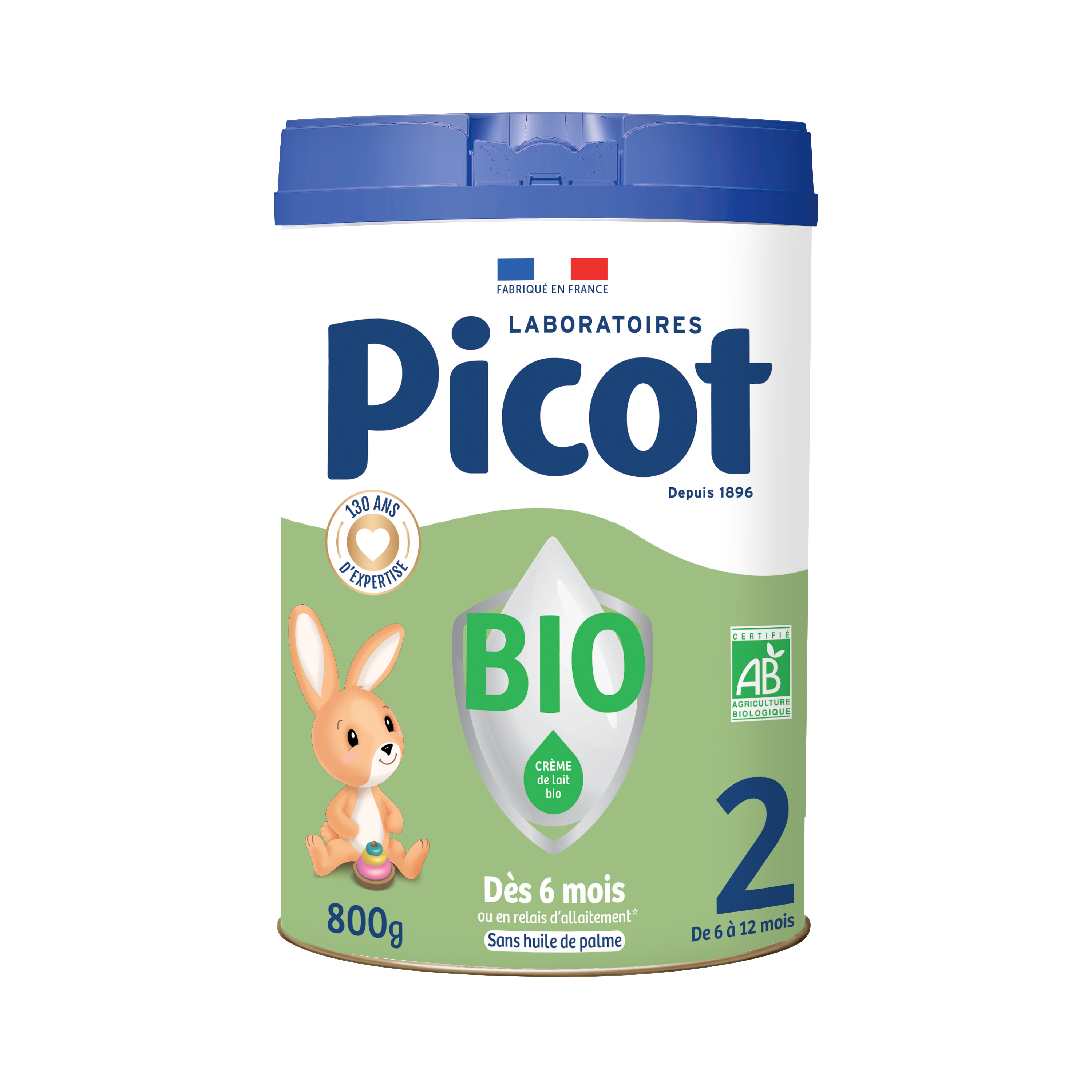 Lait infantile en poudre bio, de 6 à 12 mois